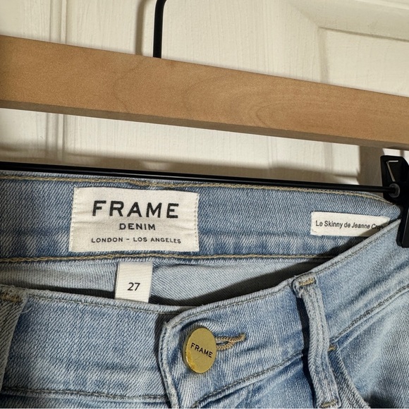 Frame Denim Le Skinny De Jeanne Crop in Honeywood Distressing Frayed Hem - Picture 4 of 12